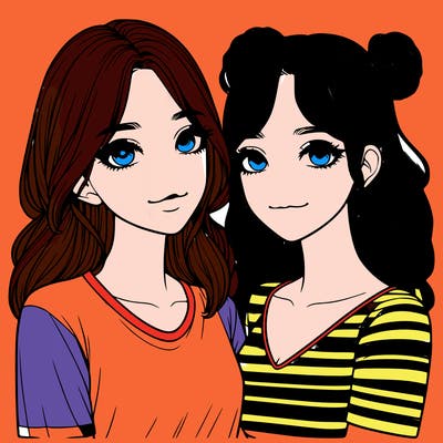 two girls realistic