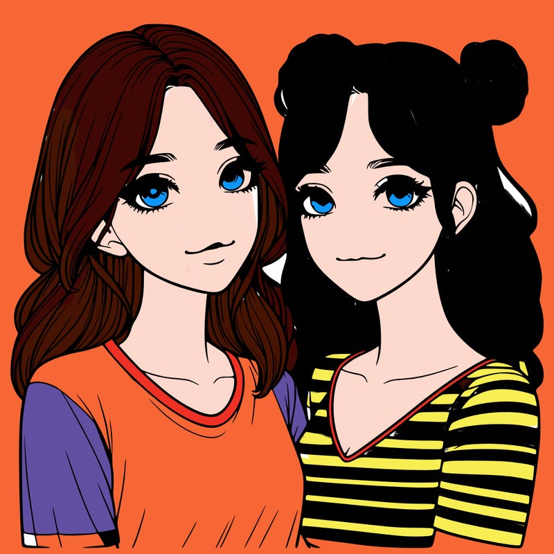 two girls realistic