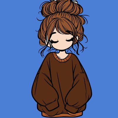 girl with baggy sweatshirt and messy bun