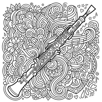 Explore your artistic side with this captivating oboe coloring page designed especially for teens. Immerse yourself in a world of music and intricate patterns, perfect for mindful relaxation or a creative challenge.