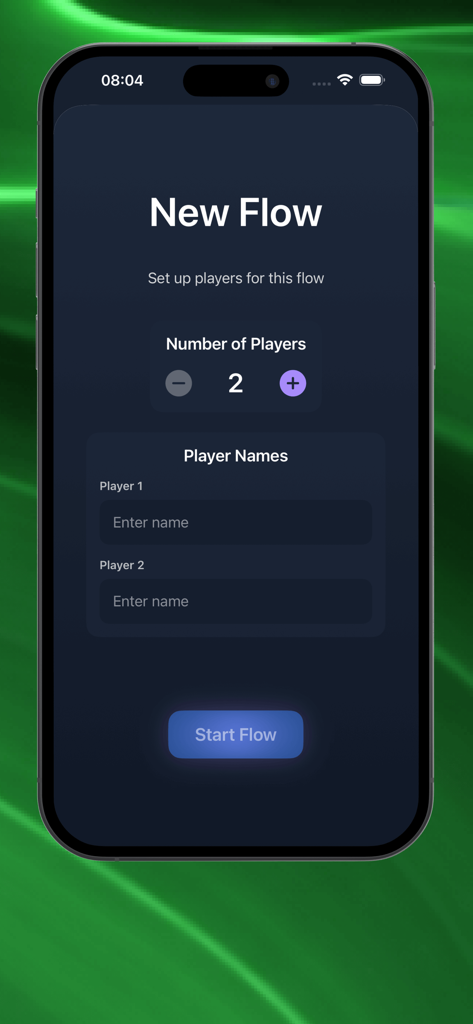Fanvue:Flow Together - The player setup screen for starting a new collaborative emotional flow in the Fanvue app