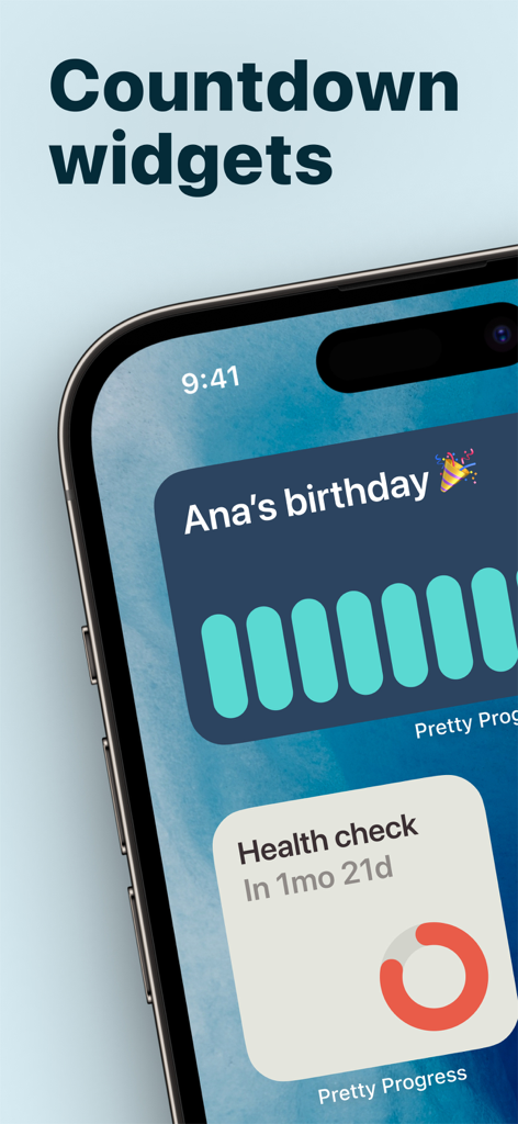 Countdown - Pretty Progress - Customizable aesthetic countdown widgets for birthday and health check on an iPhone home screen