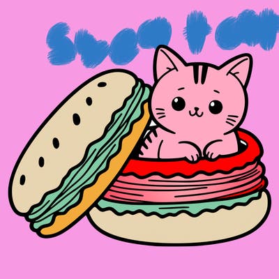 cat in a macaron