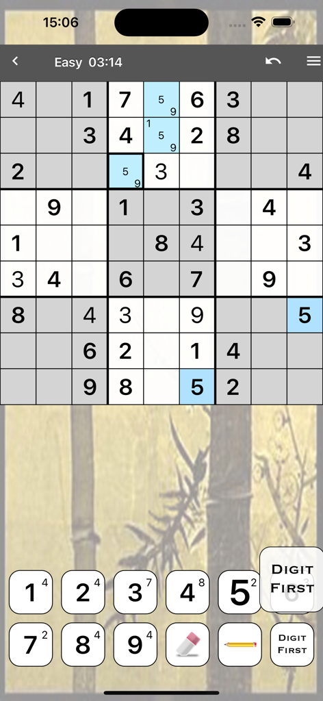 Sudoku Premium - Sudoku Premium gameplay showing an easy puzzle grid with notes and digit keypad