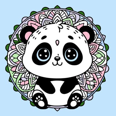 cute baby panda animal mandala