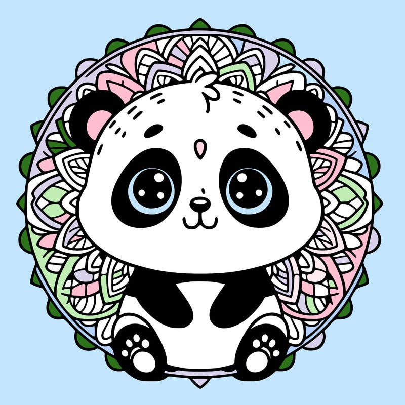 cute baby panda animal mandala