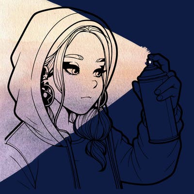 a realistic girl, spray painting