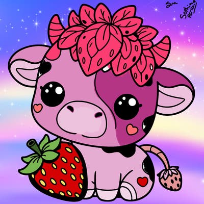 cute strawberry cow