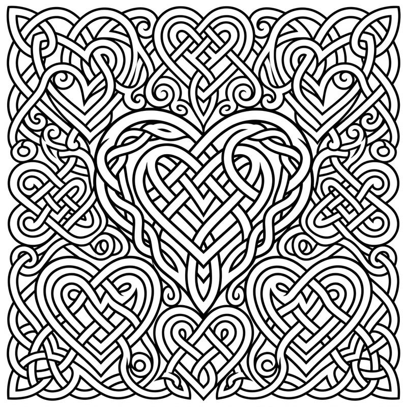 Dive into the soothing world of Celtic Heart Knots with this beautiful coloring page, specially designed for seniors. Its intricate yet clear patterns of intertwined hearts offer a perfect blend of artistic engagement and relaxing contemplation.