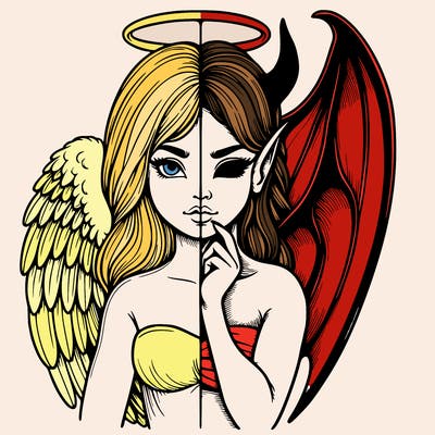 realistic angel half demon