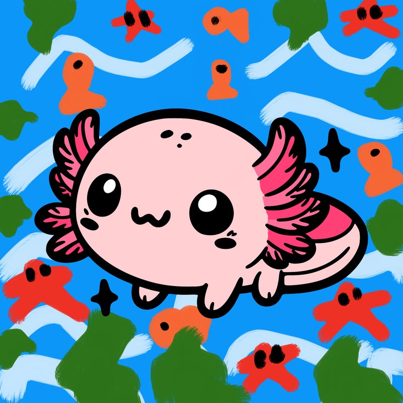 cute easy baby axolotl