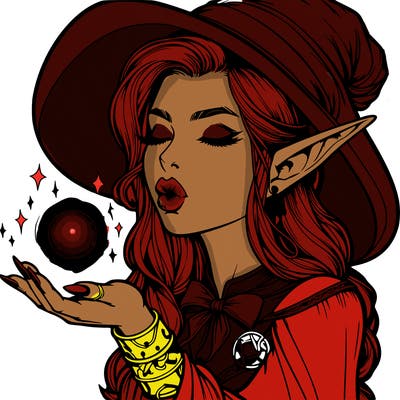 realistic elf casting a spell with lips