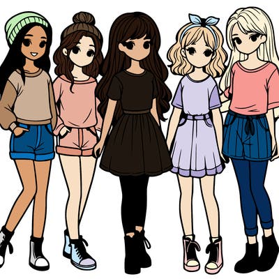 a group of five girls