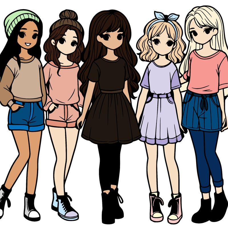 a group of five girls