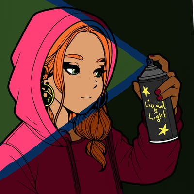 a realistic girl, spray painting