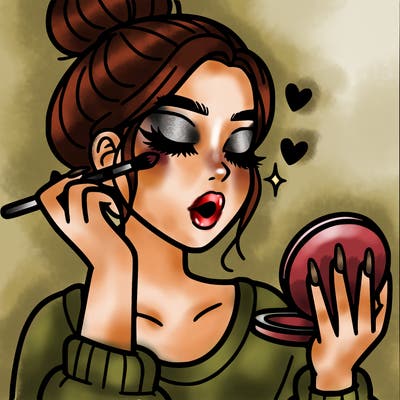 aesthetic girl doing her makeup