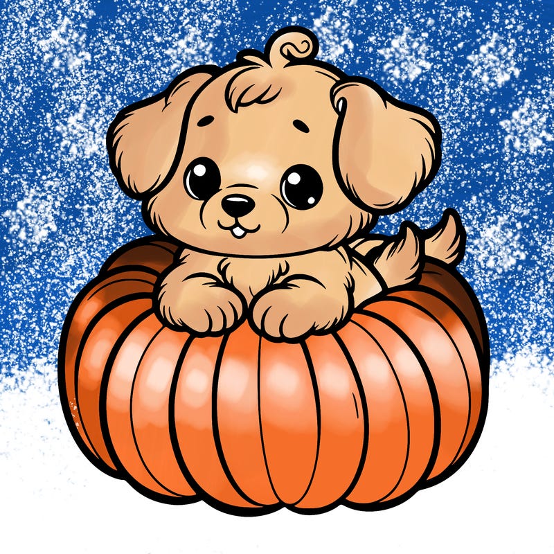 cute little puppy in a pumpkin