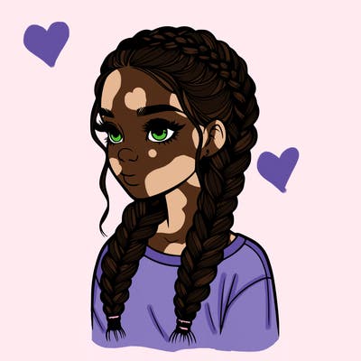 realistic girl with braids