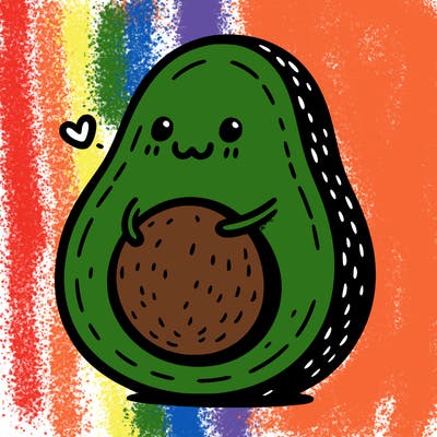 an avocado hugging an avocado