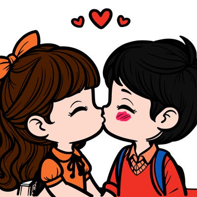 boy and girl kissing