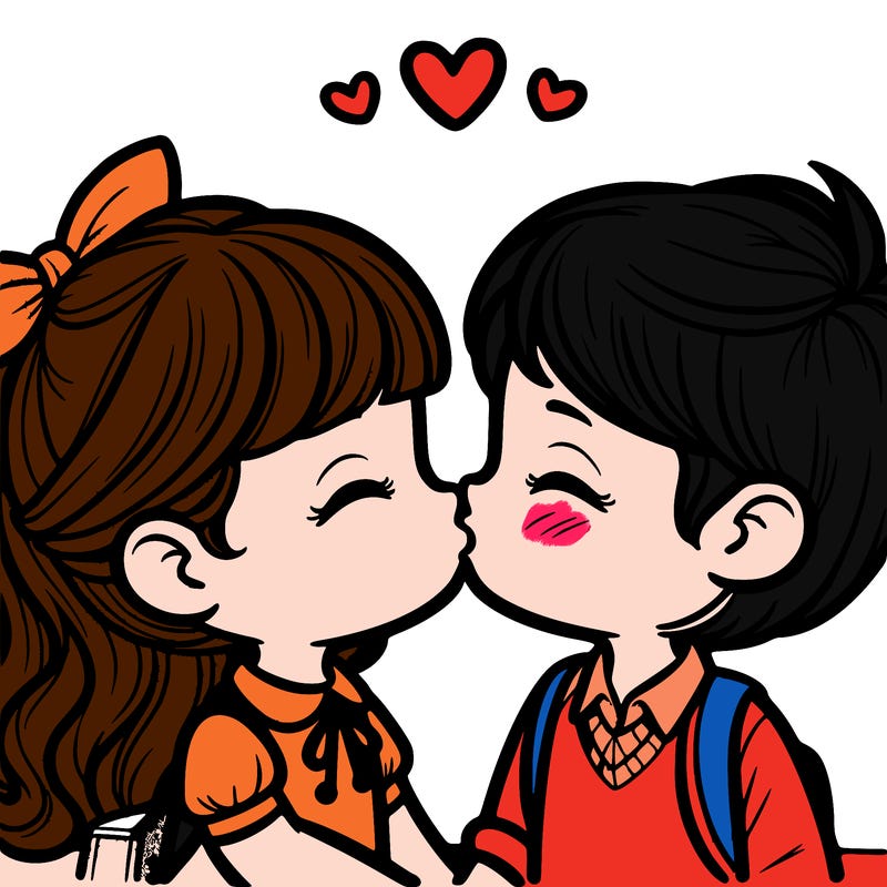 boy and girl kissing