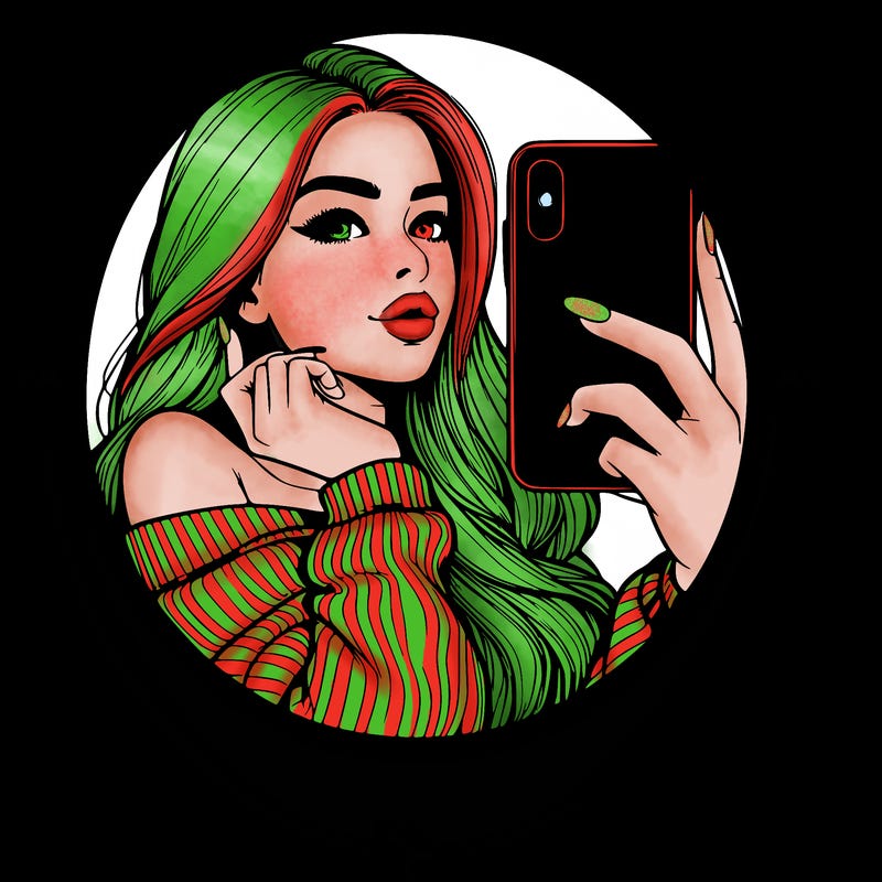 realistic girl taking mirror selfie beautiful