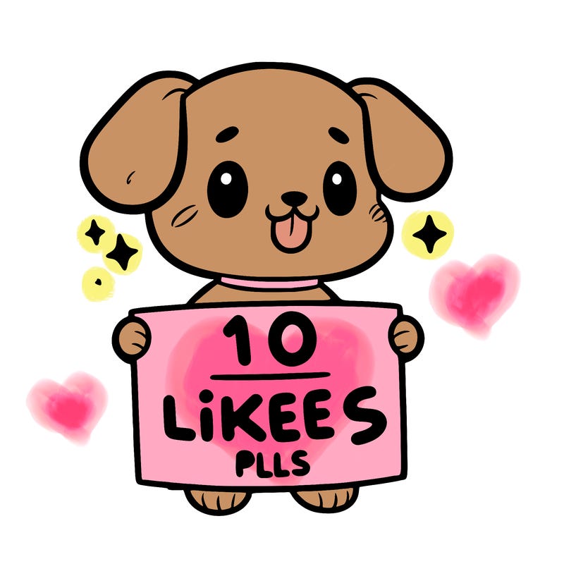 cute dog holding a sign saying 10 likes pls