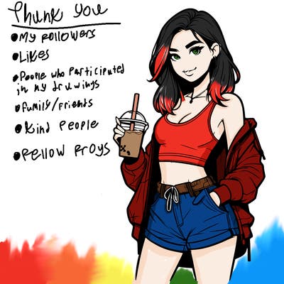 beautiful realistic girl wearing a crop top, a jacket, shorts, and converse sneakers. she is drinking boba!