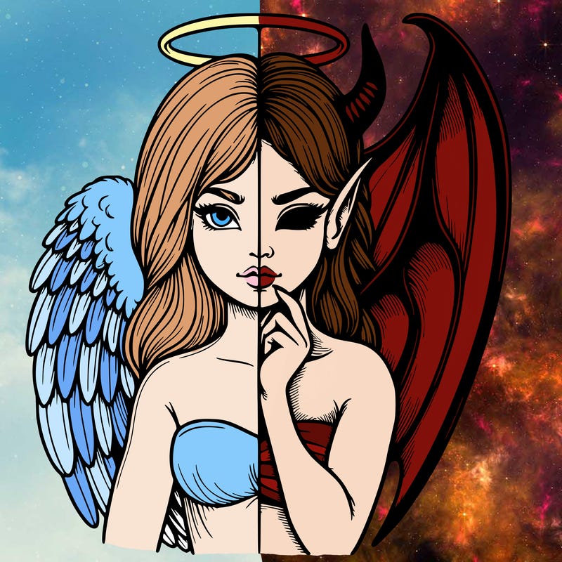 realistic angel half demon