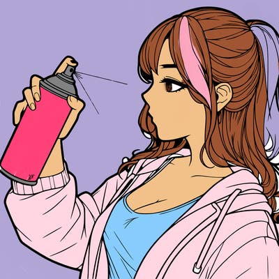 a realistic girl spray, painting