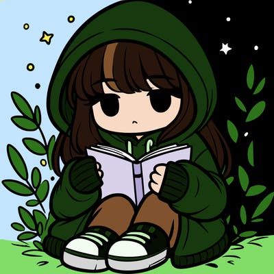 girl in oversized hoodie reading a book