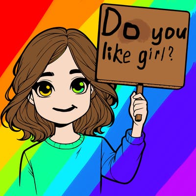 realistic girl holding up a sign