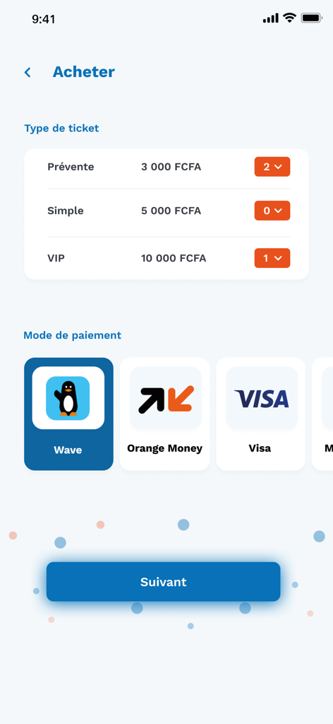 Gnudem - Gnudem app ticket selection and payment method screen