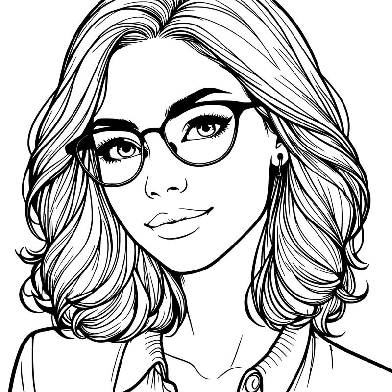 realistic woman with glasses