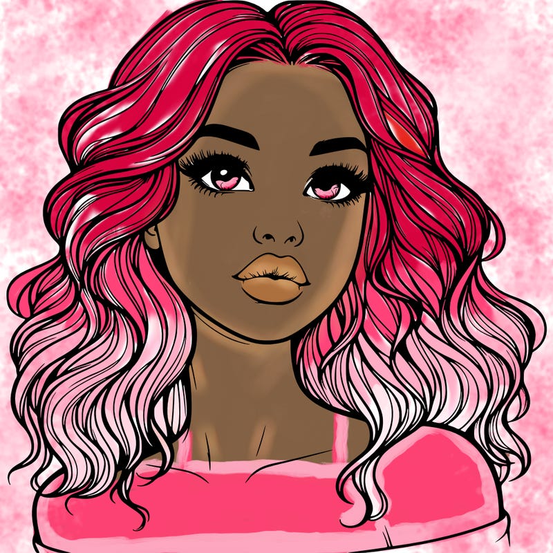 realistic girl with wavy hair and lips