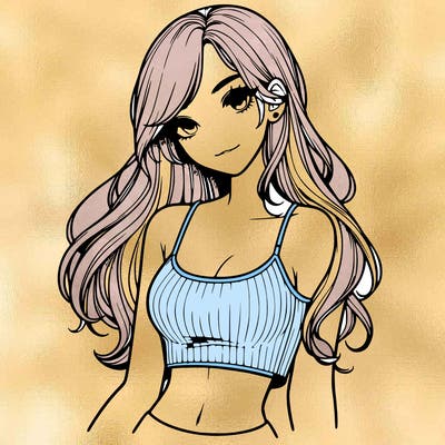 realistic girl with crop top