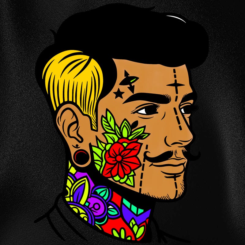 man with face tattoos