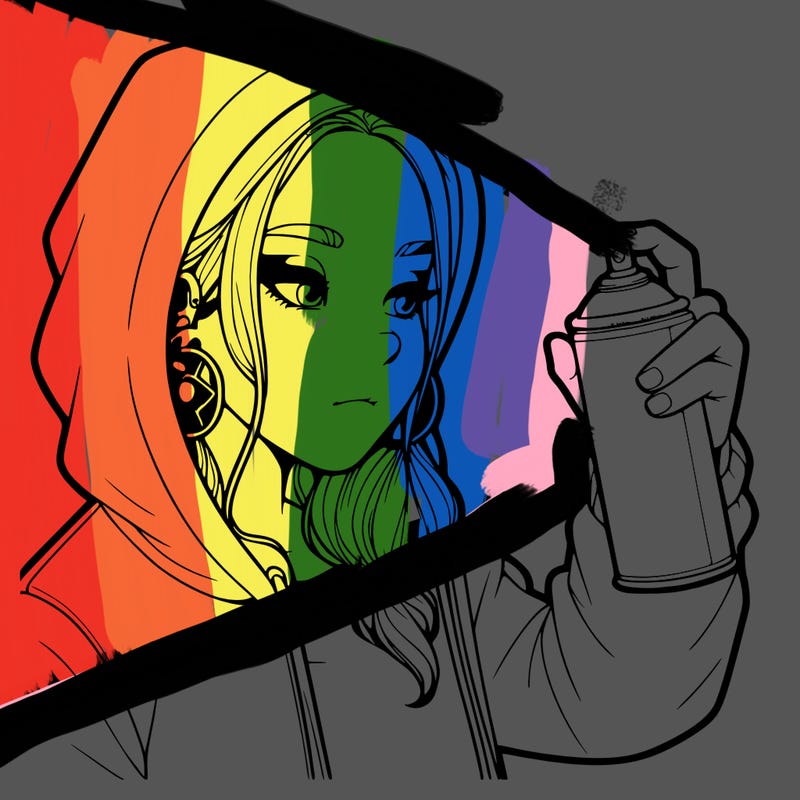 a realistic girl, spray painting