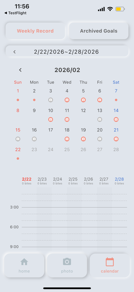 nailgrow - Calendar view of the nailgrow app tracking daily progress to stop nail biting