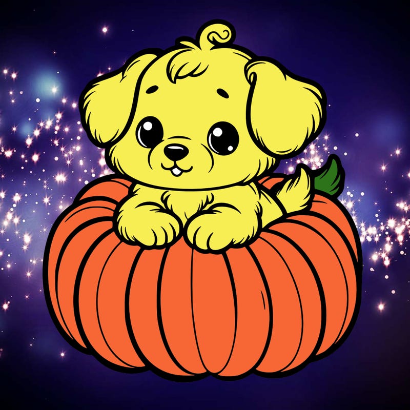 cute little puppy in a pumpkin