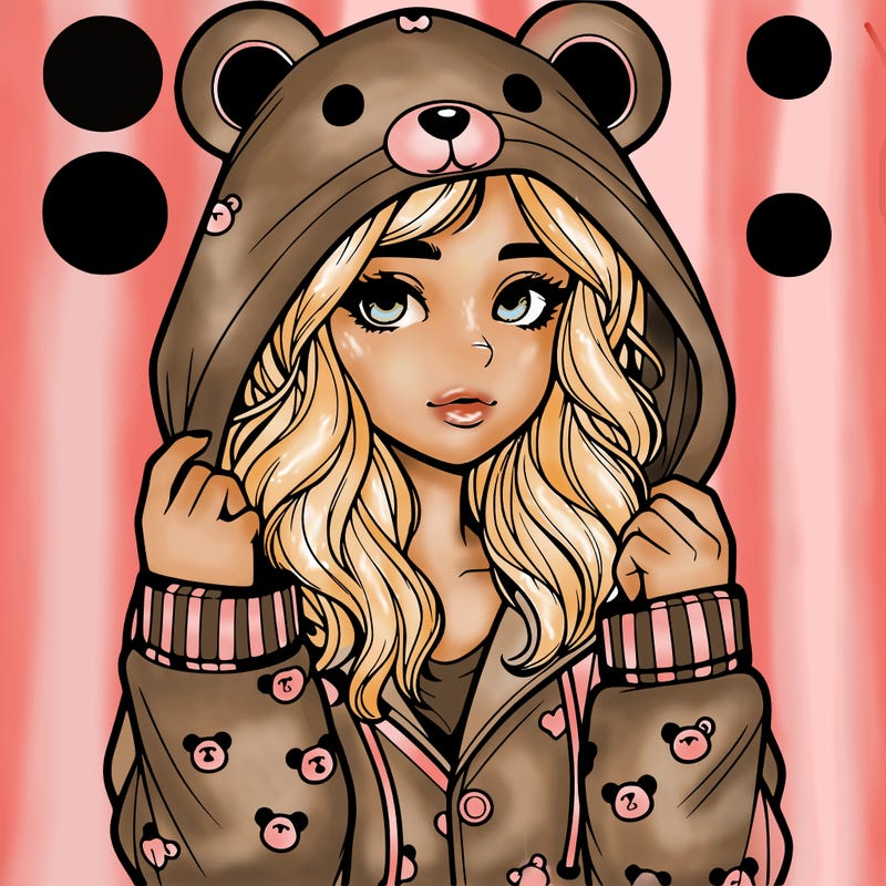 realistic girl in a animal pjs hoodie