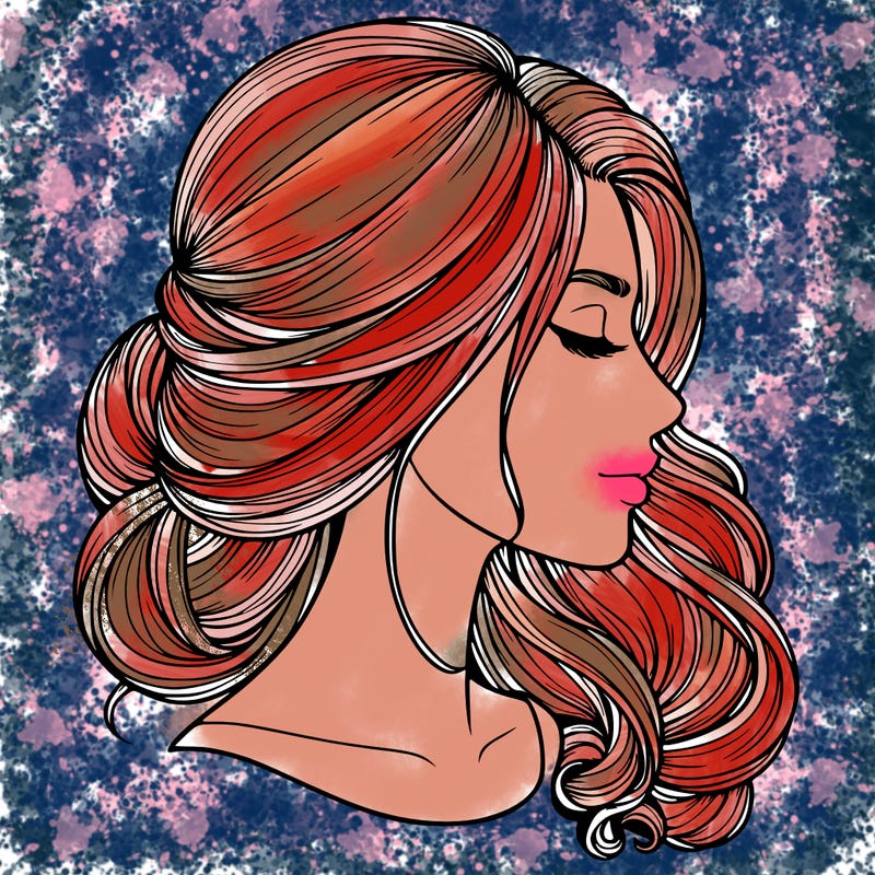 realistic woman's head & hair