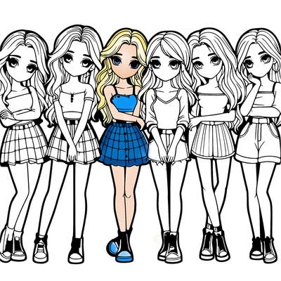 a group of girls realistic