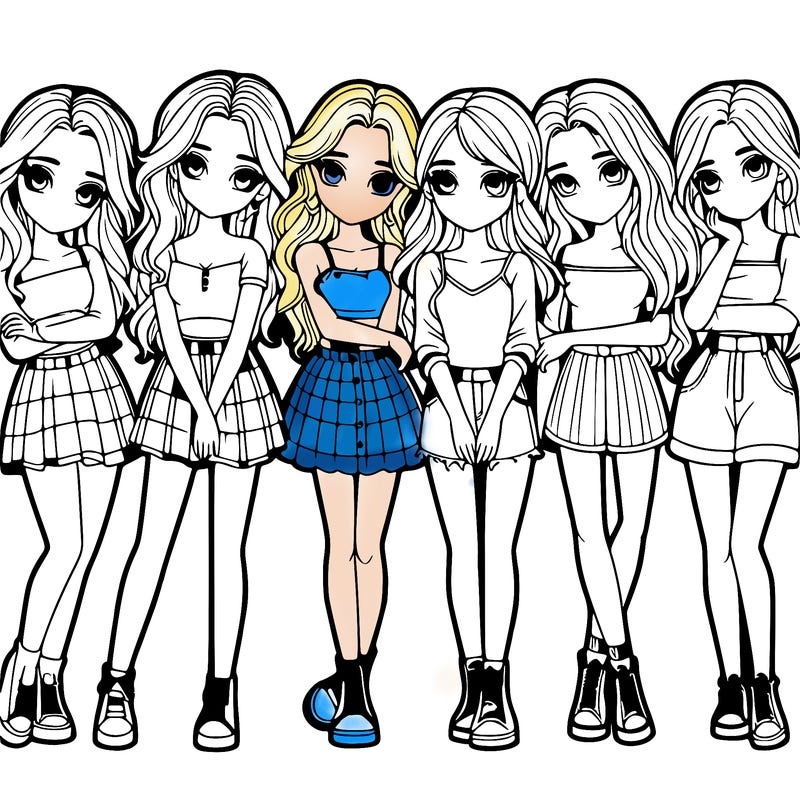 a group of girls realistic