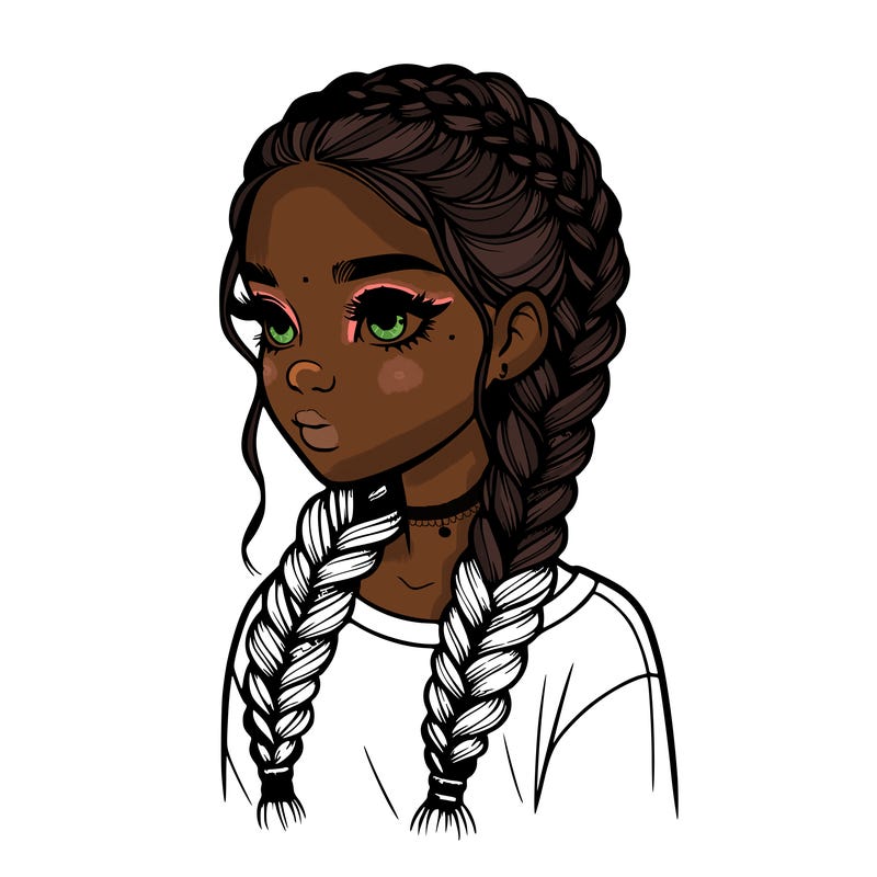 realistic girl with braids