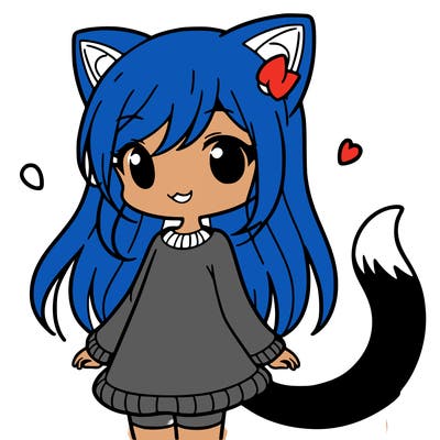 girl with cat ears and tail