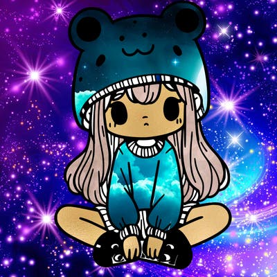 a girl wearing a frog hat and some frog socks