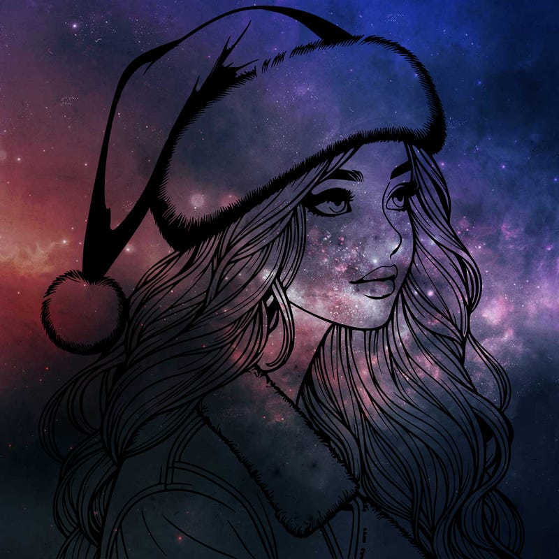 realistic girl in santa hat