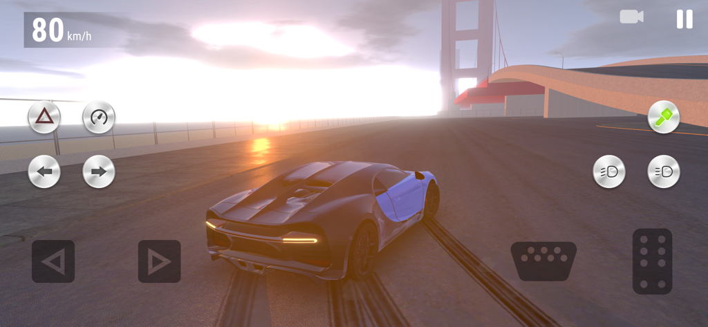 Real Driving School - Un superdeportivo azul derrapando en una carretera abierta al atardecer en Real Driving School