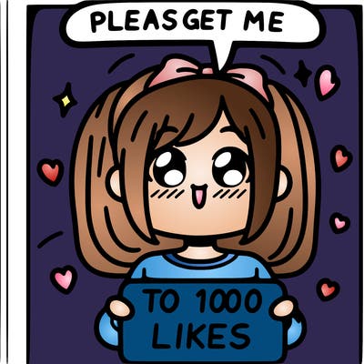 a girl saying please get me to 100 likes